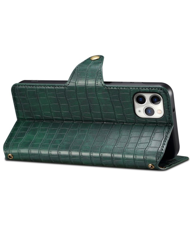 Étui iPhone 11 Pro Max à Texture Crocodile avec Support