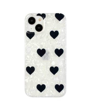 Coque iPhone 14 Motifs Cœurs Noirs