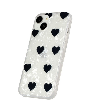 Coque iPhone 14 Motifs Cœurs Noirs