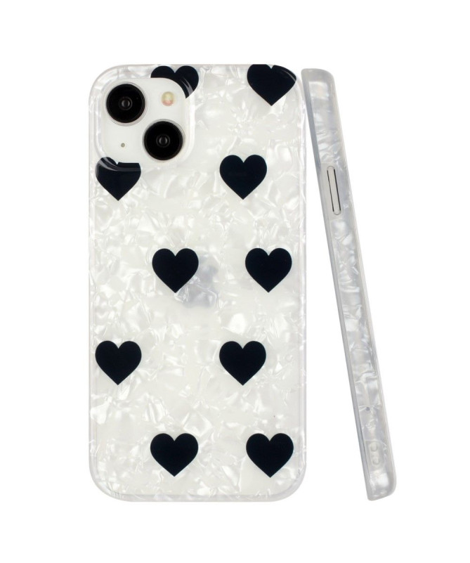 Coque iPhone 14 Motifs Cœurs Noirs