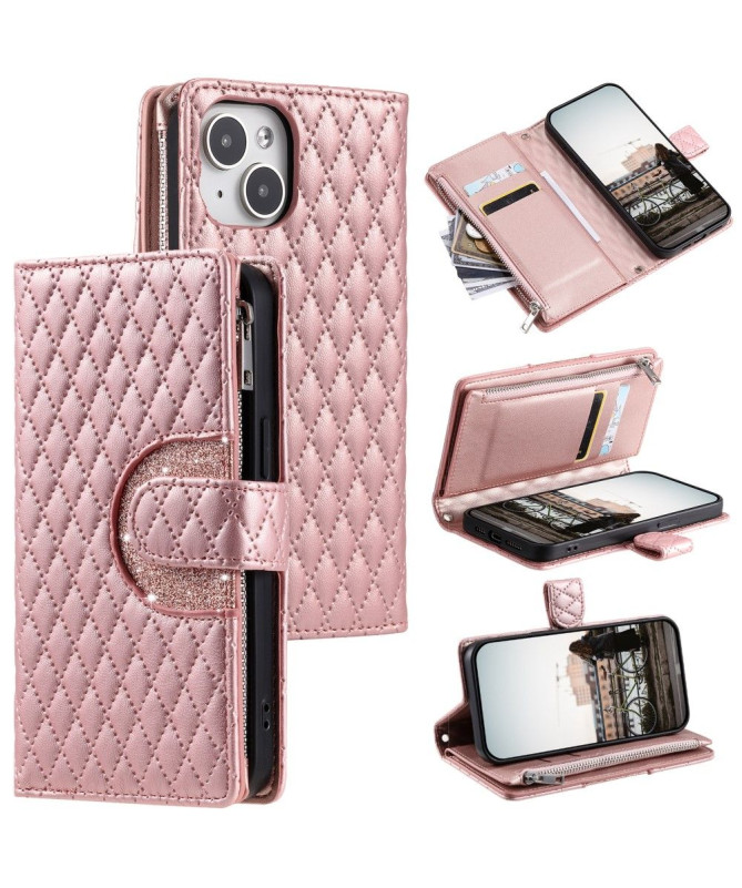 Housse iPhone 15 Plus Matelassée et Fermeture Éclair