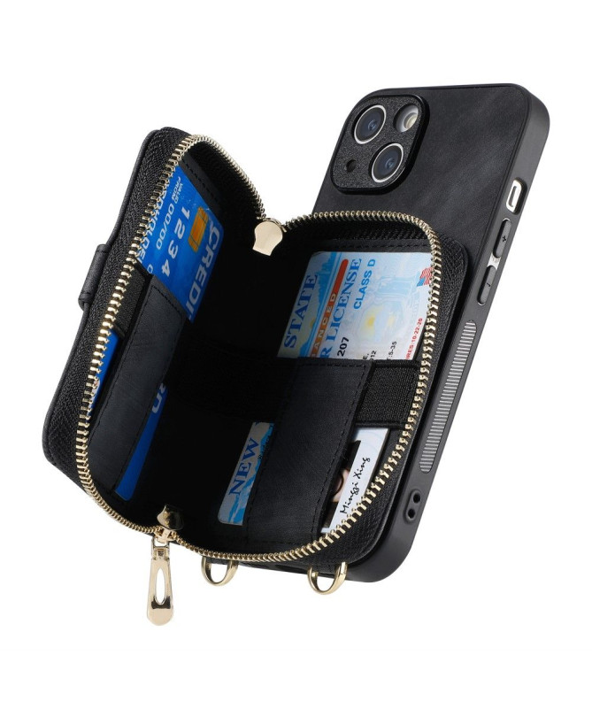 Coque iPhone 15 Plus Portefeuille à Cordon