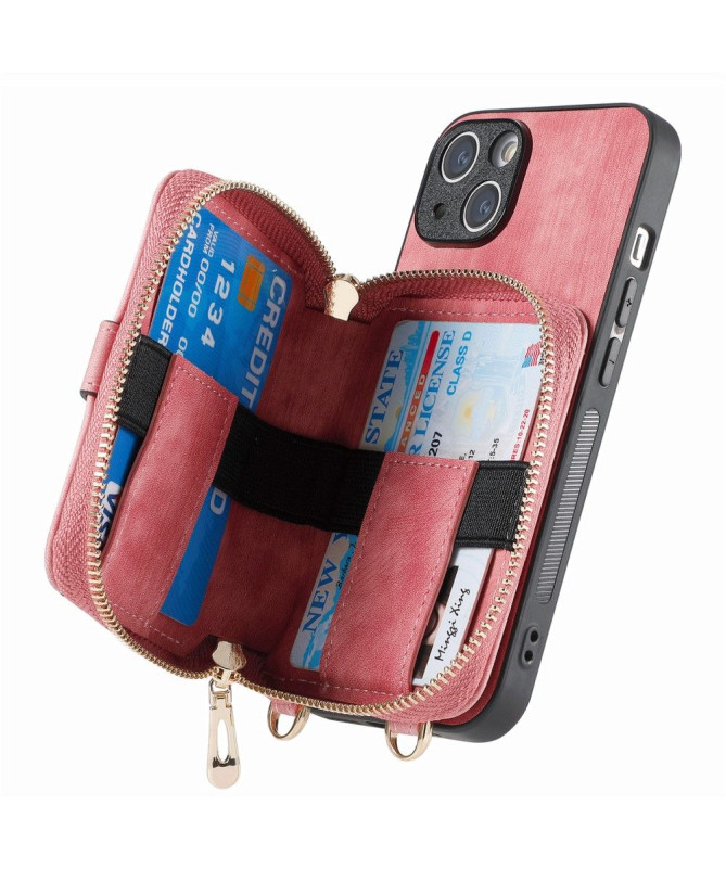 Coque iPhone 15 Plus Portefeuille à Cordon