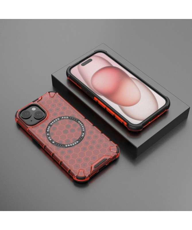 Coque iPhone 15 Design Hexagonal Magnétique