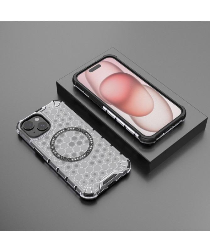 Coque iPhone 15 Design Hexagonal Magnétique