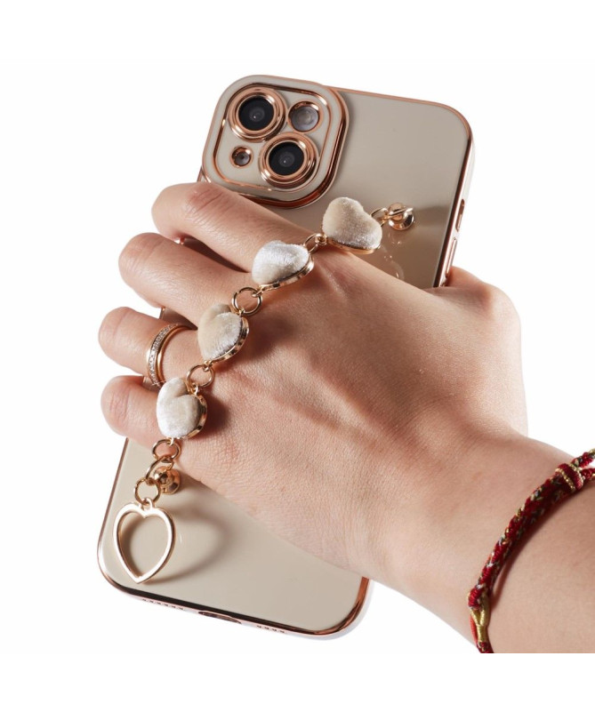 Coque Esthétique pour iPhone 15 avec Bracelet Cœur