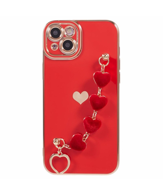 Coque Esthétique pour iPhone 15 avec Bracelet Cœur