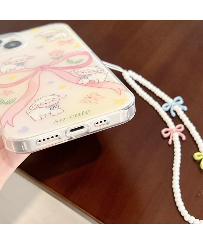 Coque iPhone 15 So Cute avec Chaîne Perlée