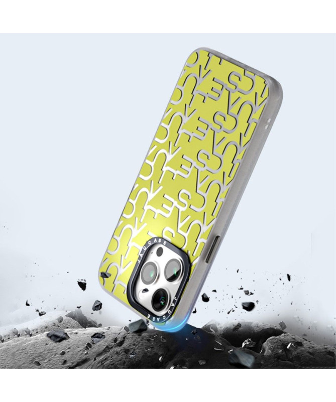 Coque iPhone 14 Pro Max Lettrage moderne avec Cadre Métallique