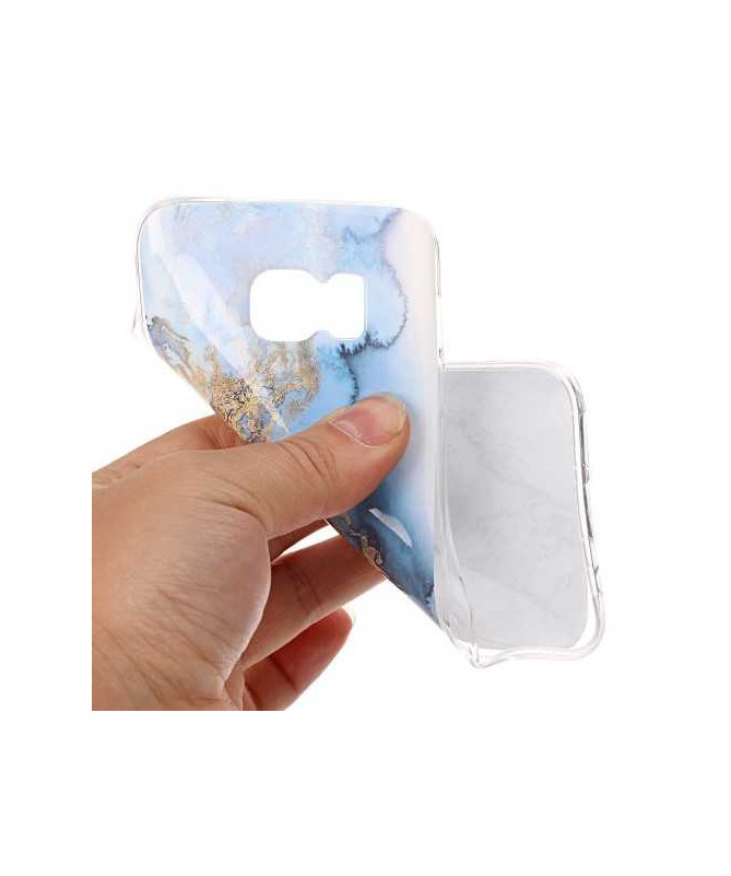 Coque Samsung Galaxy S7 Marbre - Bleu Clair