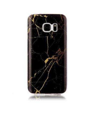 Coque Samsung Galaxy S7 Marbre - Noir / Or