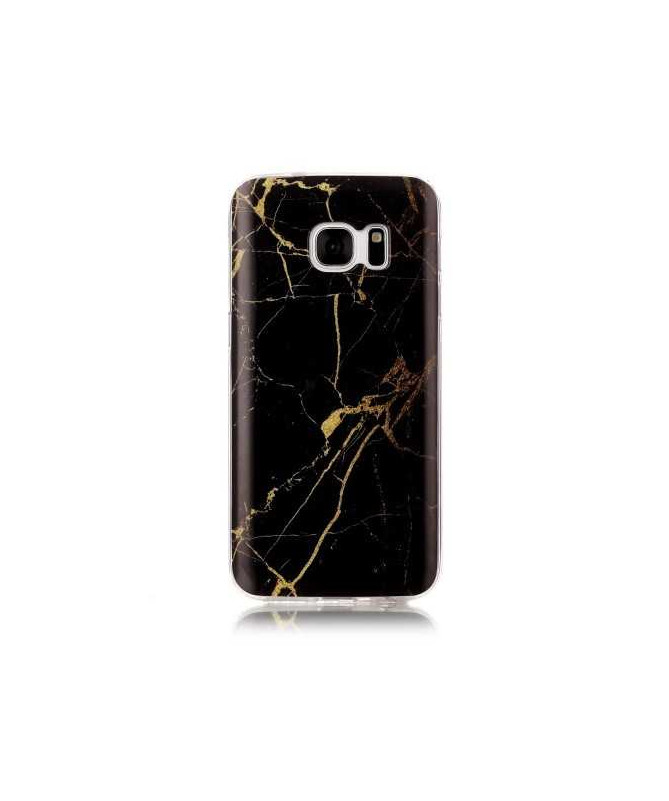 Coque Samsung Galaxy S7 Marbre - Noir / Or