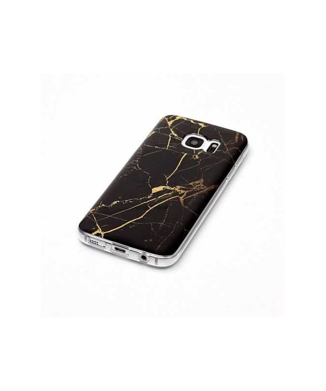Coque Samsung Galaxy S7 Marbre - Noir / Or