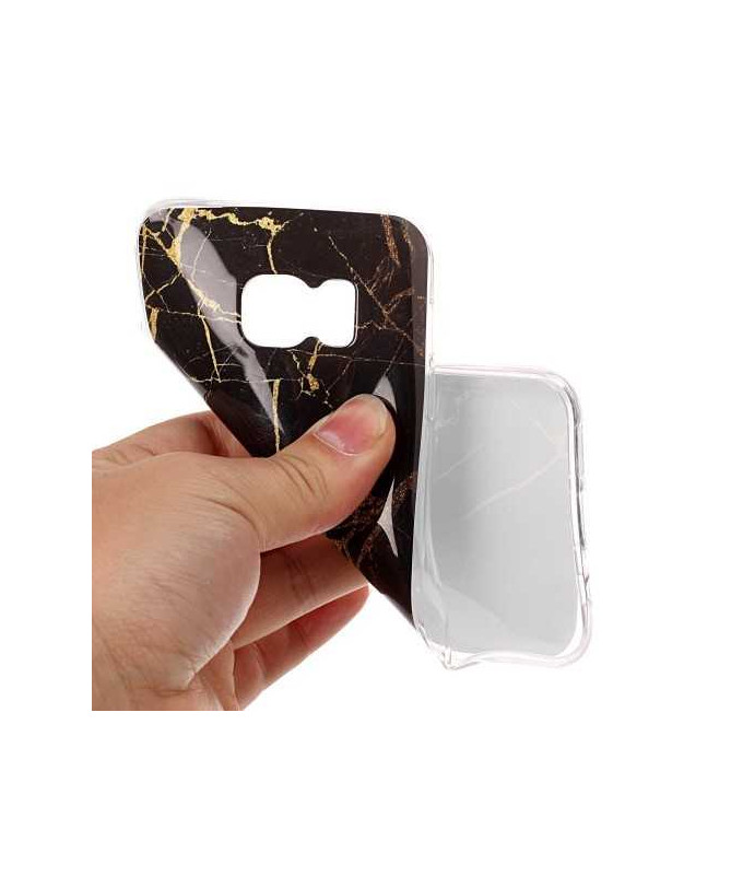 Coque Samsung Galaxy S7 Marbre - Noir / Or