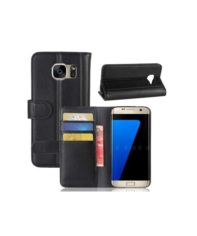 Housse Samsung Galaxy S7 Edge Cuir Premium - Noir