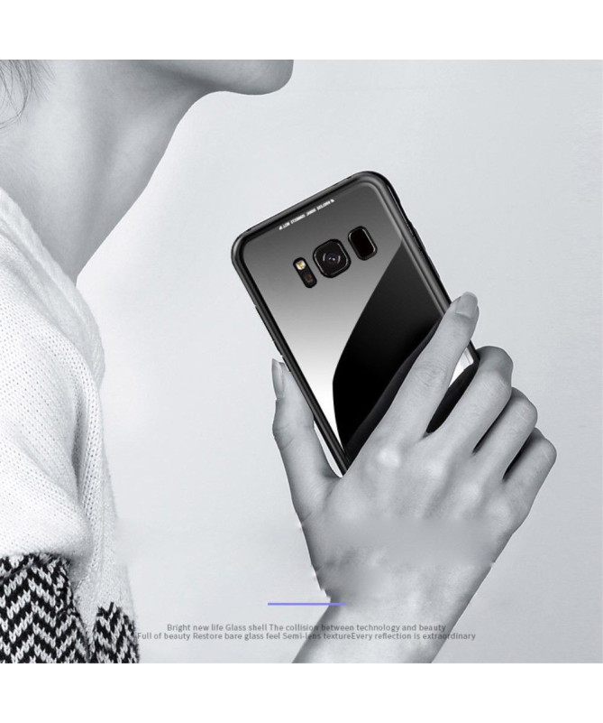 Samsung Galaxy S8 Plus - Coque magnétique détachable dos verre trempé