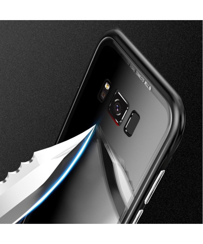 Samsung Galaxy S8 Plus - Coque magnétique détachable dos verre trempé