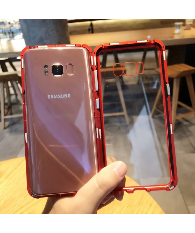 Samsung Galaxy S8 Plus - Coque magnétique détachable dos verre trempé