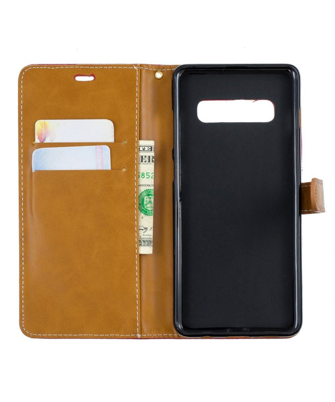 Samsung Galaxy S10 Plus - Housse revêtement tissu porte-cartes