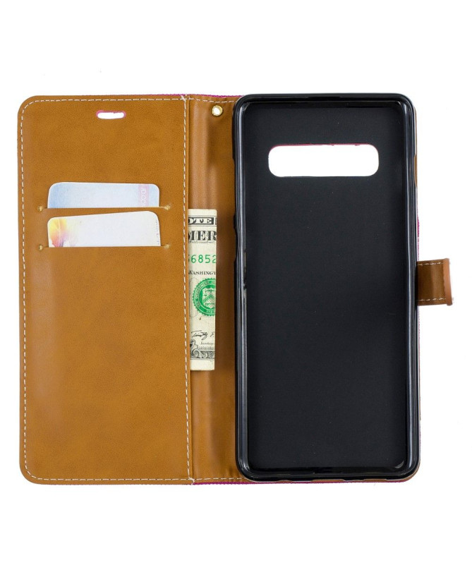 Samsung Galaxy S10 Plus - Housse revêtement tissu porte-cartes