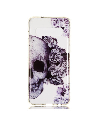 Samsung Galaxy S10 - Coque transparente Skull flowers