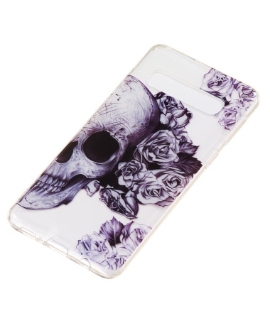 Samsung Galaxy S10 - Coque transparente Skull flowers