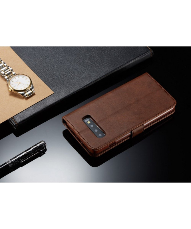 Samsung Galaxy S10 Plus - Etui en cuir style portefeuille