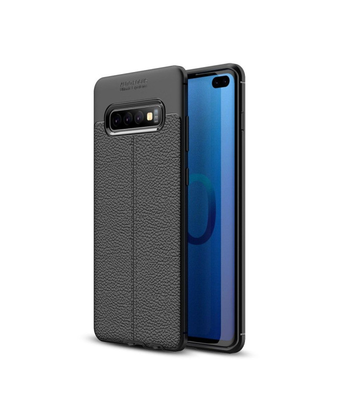 Samsung Galaxy S10 Plus - Coque gel finition simili cuir