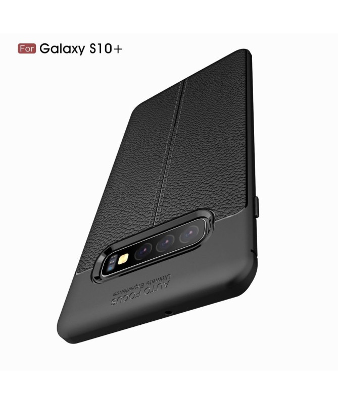 Samsung Galaxy S10 Plus - Coque gel finition simili cuir