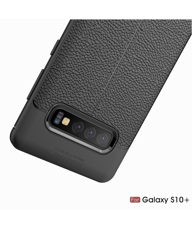 Samsung Galaxy S10 Plus - Coque gel finition simili cuir