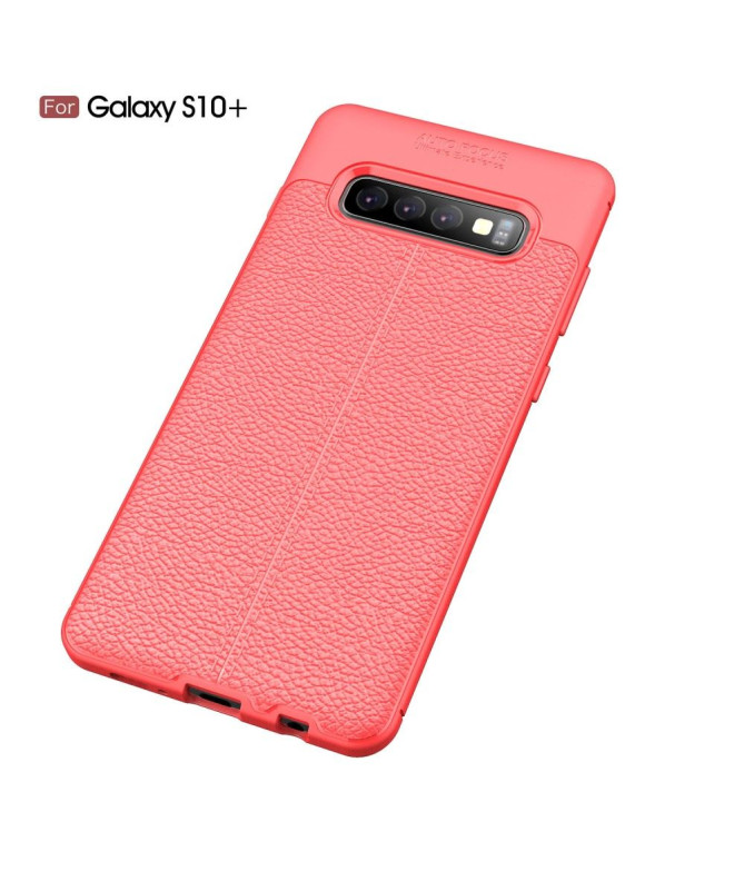 Samsung Galaxy S10 Plus - Coque gel finition simili cuir