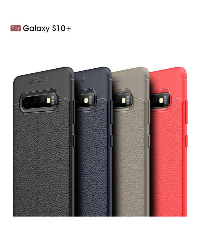 Samsung Galaxy S10 Plus - Coque gel finition simili cuir