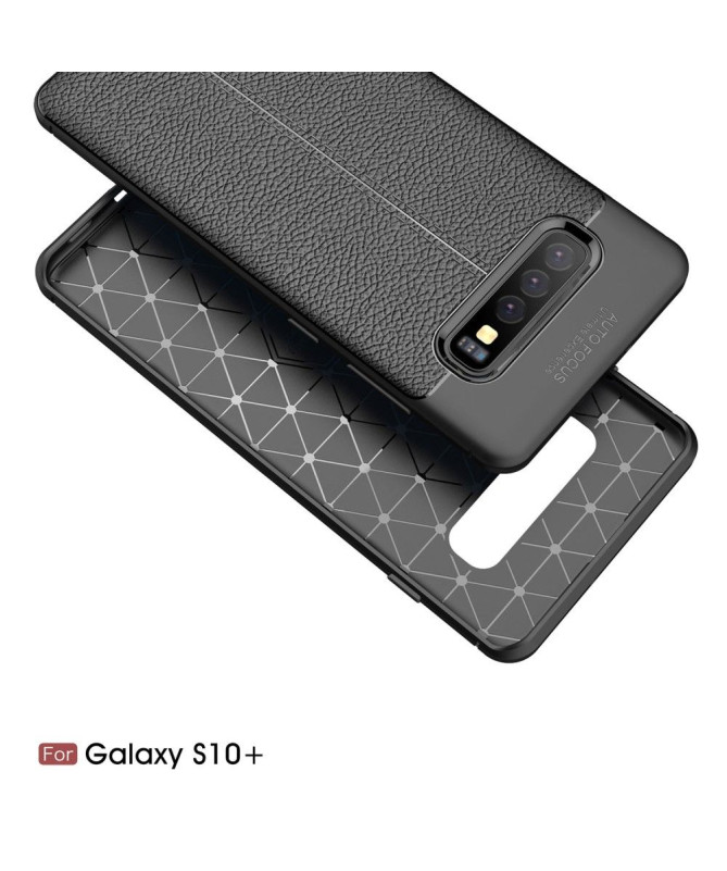 Samsung Galaxy S10 Plus - Coque gel finition simili cuir