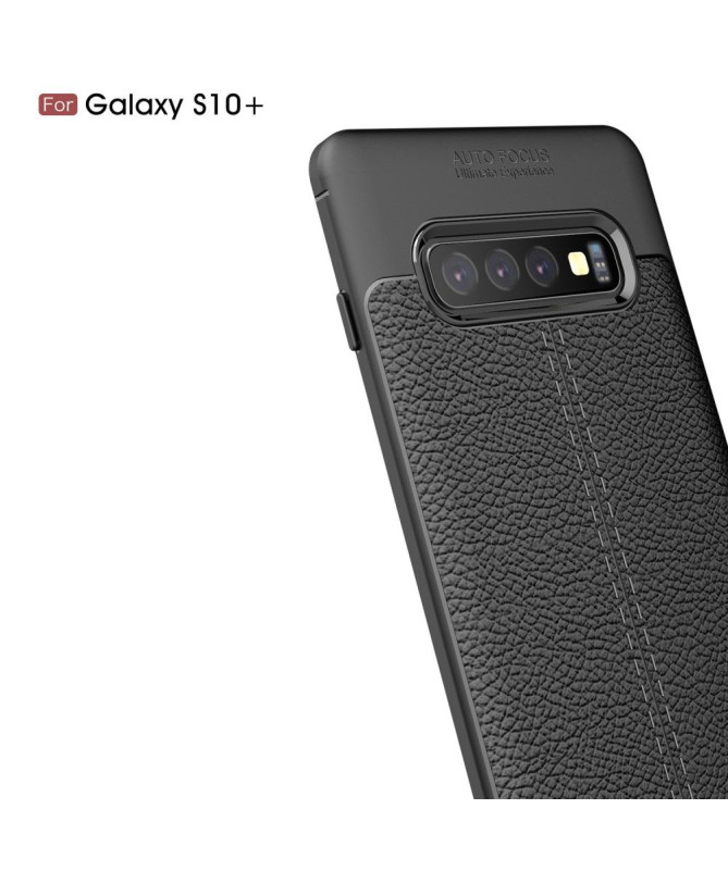 Samsung Galaxy S10 Plus - Coque gel finition simili cuir