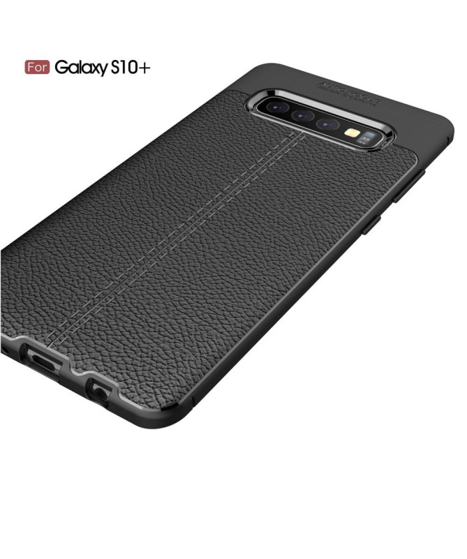 Samsung Galaxy S10 Plus - Coque gel finition simili cuir