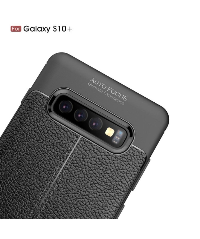 Samsung Galaxy S10 Plus - Coque gel finition simili cuir