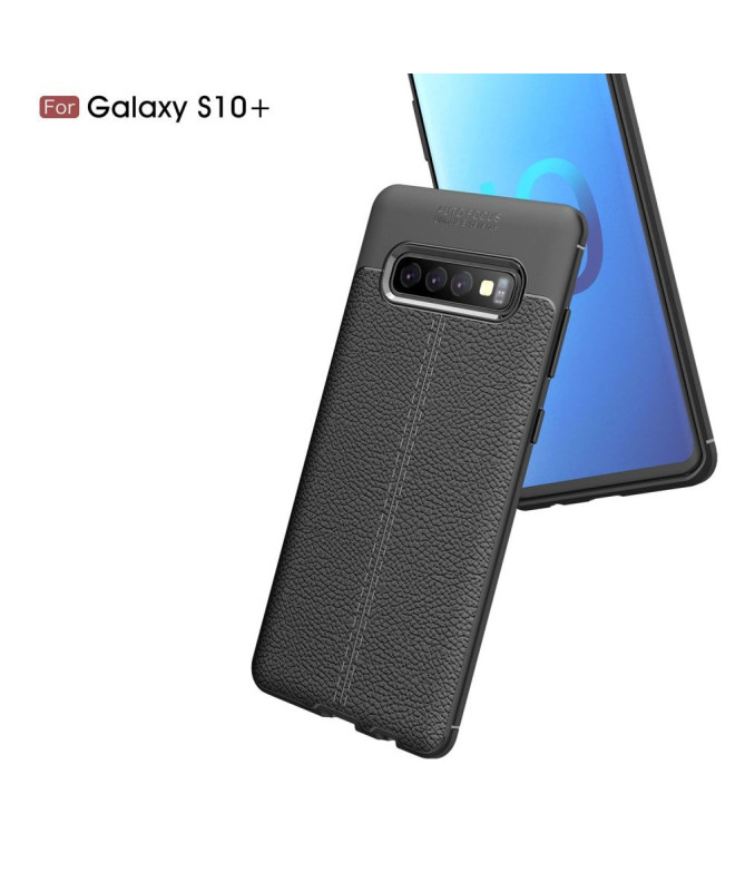 Samsung Galaxy S10 Plus - Coque gel finition simili cuir