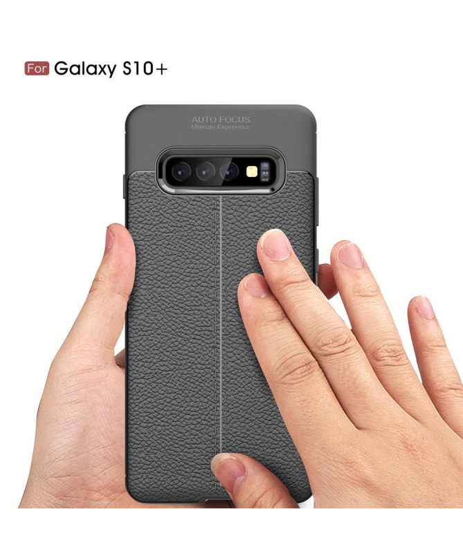 Samsung Galaxy S10 Plus - Coque gel finition simili cuir