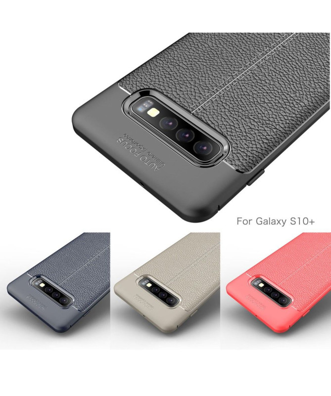 Samsung Galaxy S10 Plus - Coque gel finition simili cuir