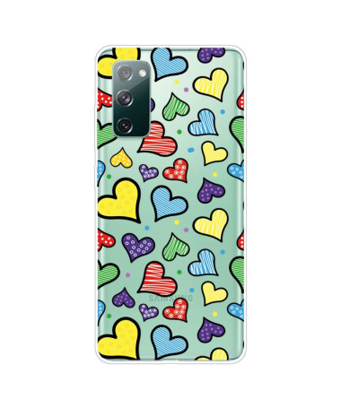 Coque Samsung Galaxy S20 FE coeurs colorés