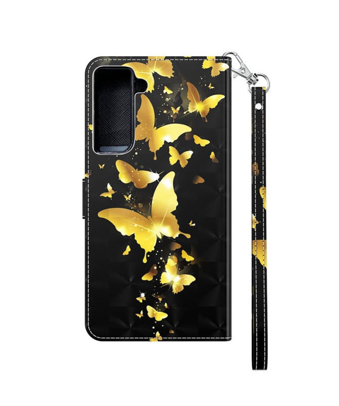 Housse Samsung Galaxy S21 Plus 5G papillons dorés