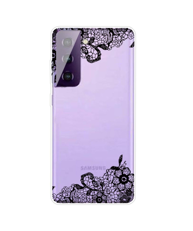 Coque Samsung Galaxy S21 5G transparente fleur dentelle