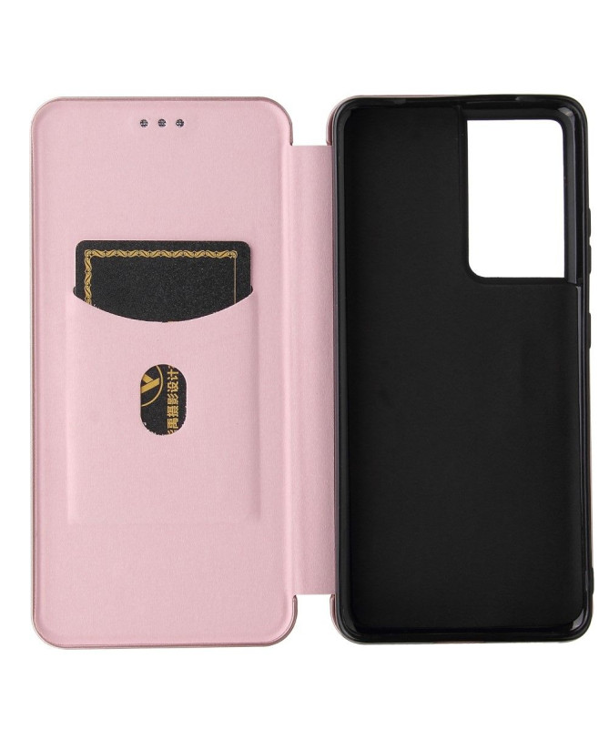 Housse Samsung Galaxy S21 Ultra 5G Simili Cuir Style Fibre de Carbone