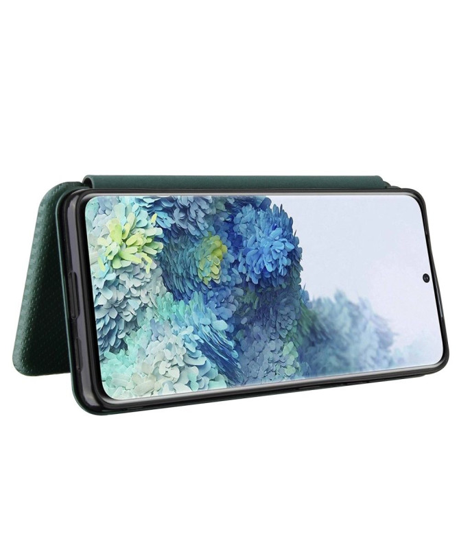 Housse Samsung Galaxy S21 Ultra 5G Simili Cuir Style Fibre de Carbone