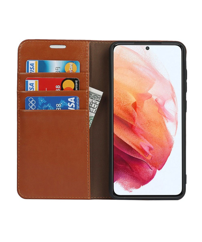 Housse Samsung Galaxy S21 FE Cuir Porte Cartes Fonction Support