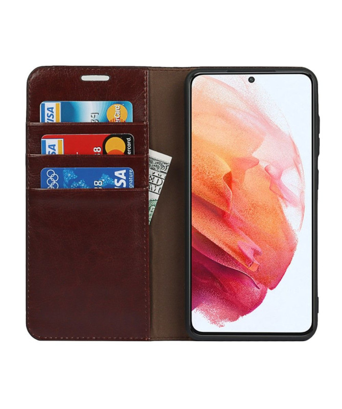 Housse Samsung Galaxy S21 FE Cuir Porte Cartes Fonction Support
