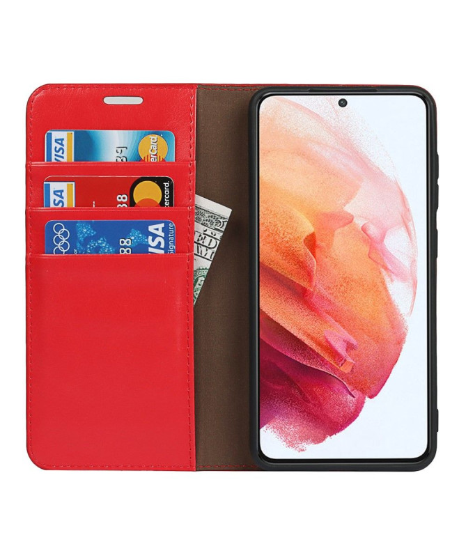 Housse Samsung Galaxy S21 FE Cuir Porte Cartes Fonction Support