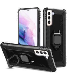 Coque Samsung Galaxy S21 5G Aspect Carbone avec Anneau