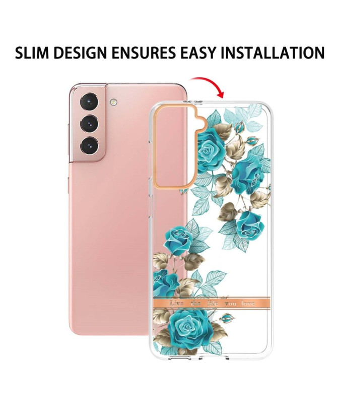 Coque Samsung Galaxy S21 5G Rose bleue