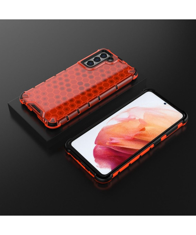 Coque Samsung Galaxy S21 5G à cordon Design Nid d'abeille